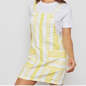 Mango | Two Tone Yellow Linen Overall Dress (Size M)